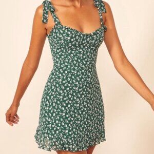 Reformation Christine Mini Dress in Susanna Floral Green 10